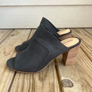Adam Tucker Black Perforated Leather Mules